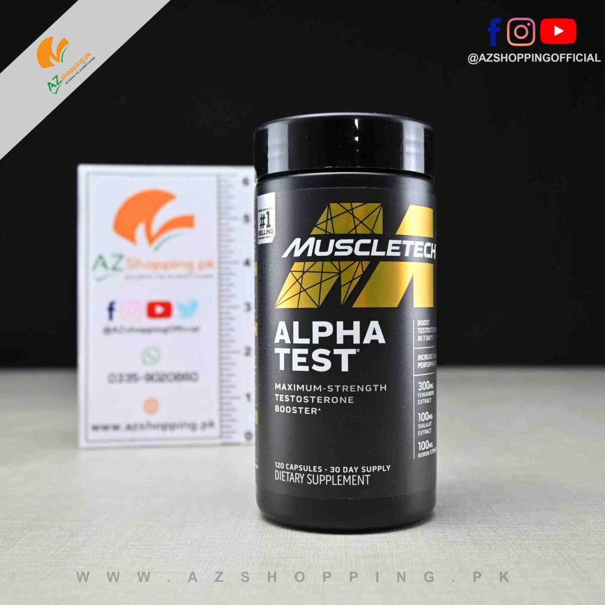 Muscletech Pro Series – Alpha test – Maximum Strength testosterone Booster for Men – 120 Capsules