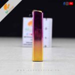 USB Rechargeable Windproof Flameless Round Stick Shape Rainbow Metal Cigarette Lighter with Charging Cable