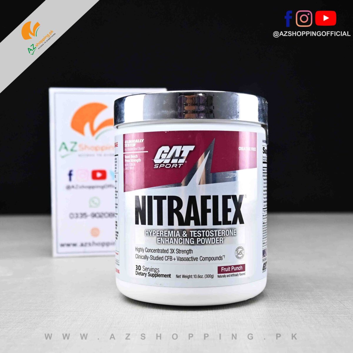 GAT SPORT – NITRAFLEX – Hyperemia & Testosterone Enhancing Powder – Pre-Workout - 30 Servings