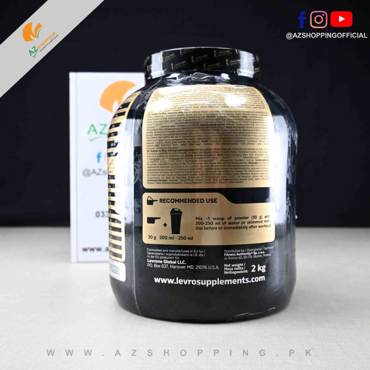 Kevin Levrone Signature Series Black Line – Anabolic ISO Whey Blend Protein Isolate & Muscle Building – Weight: 2 kg