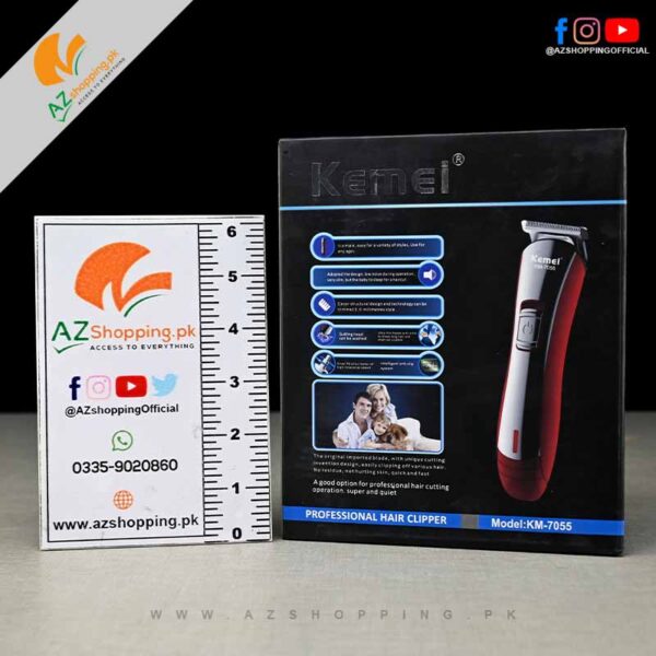 Kemei – Professional Electric Hair Clipper, Trimmer, Groomer & Shaver Machine with Titanium Alloy Blade – AC/Rechargeable - Model: KM-7055