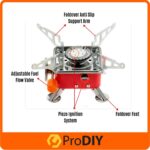Fire Giants - Portable Card Type Windproof Camping Mini Gas Stove 2800W with Pouch – Fuel: Butane / Propane Gas – Model: K-202