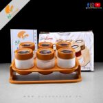 Spice Zone – Magnifying Top Condiment & Spice Rack with Airtight & Unbreakable Acrylic Crystal Plastic - 6 Pcs Container Storage Each 500 ml
