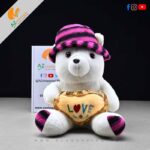 Cute White Snow Teddy Bear Holding Love Heart Pillow Soft Stuffed toy – 1 & Half Feet