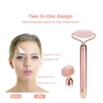 Flawless Contour Micro Vibrating Facial Roller & Under Eyes Stone Roller Massager (Stone: Genuine Rose Quartz)