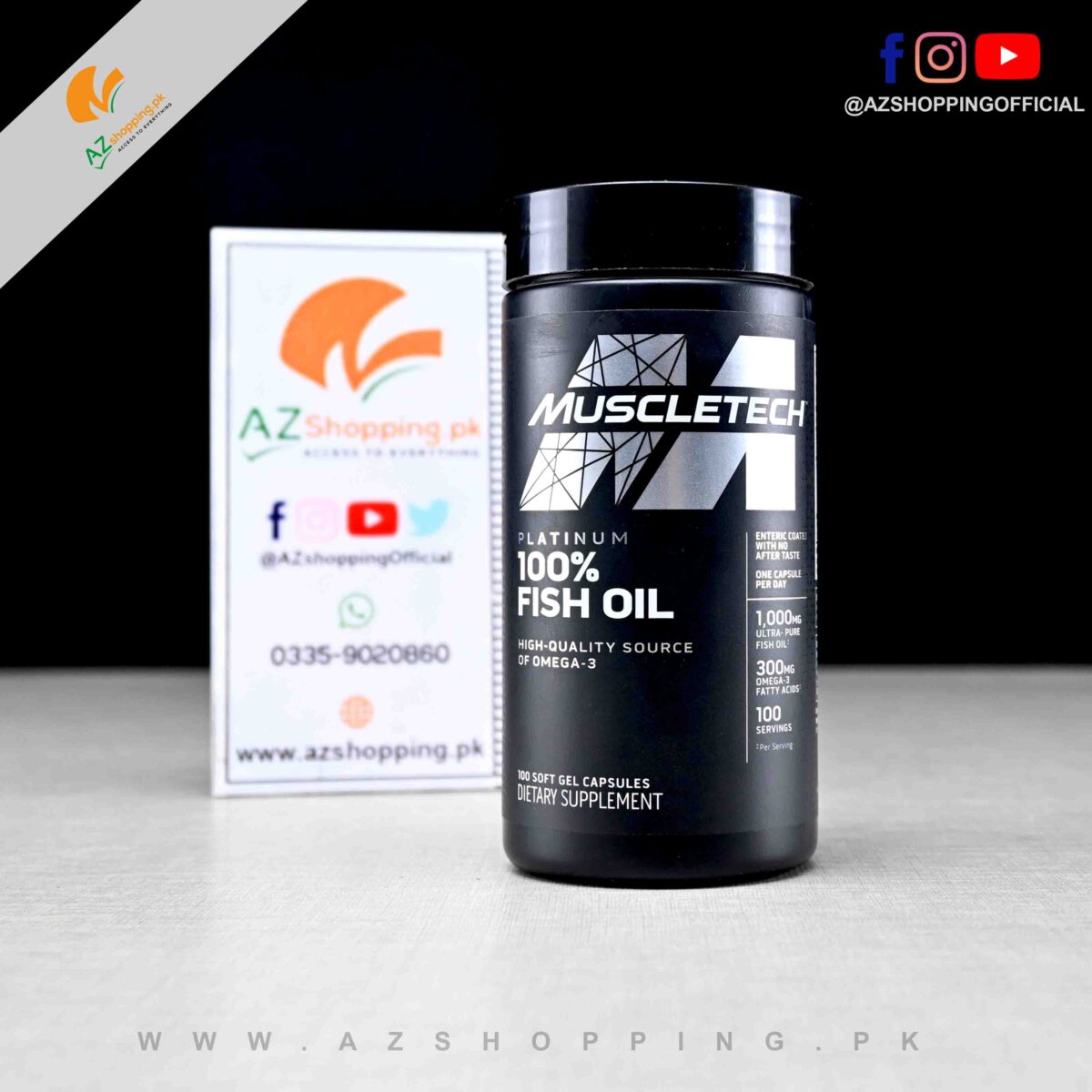 Muscletech – Platinum 100% Fish Oil High-Quality Source of Omega-3 – 100 Soft Gel Capsules