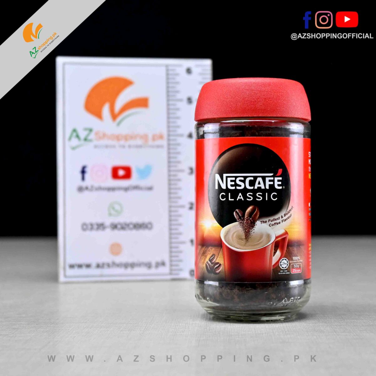 Nescafe Classic – The Fullest & Boldest Coffee Flavour Beans Jar – 25 cups - Net Wt. 50g