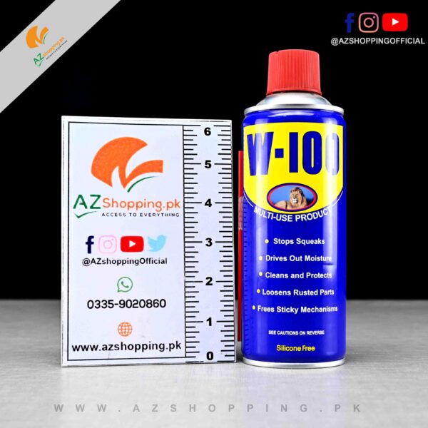 W-100 – Multipurpose Care Spray with Pipe for All Squeaks, Jams, Rusts & Stain Problems - Rust Remover/Lubricant/Stain Remover/Sticky Residue/Powerful Chimney Cleaner/Degreaser/Displaces Moisture/Bike Chain Cleaner & Chain Lube - All-purpose Protectant & Cleaning Agent - 400 ml