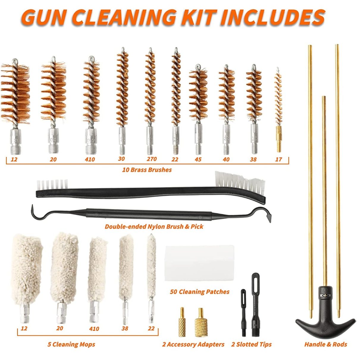 28 in 1 – Universal Gun Firearm Cleaning Kit with Aluminum Briefcase For All Types of Guns, Pistols, Shotguns & Rifle