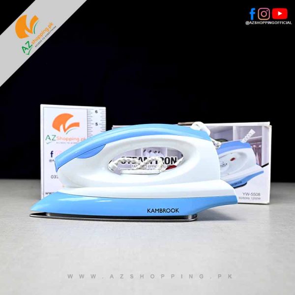 Kambrook – Steam Dry Iron 1200W with Temperature Control, Pilot Light, Wire Sheet & Non-stick Soleplate – Model: YW-5508