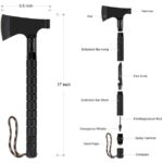 Portable Camping Carbon Steel Axe with Leather Case Cover – 10 in 1 Multi-Tool Hatchet Survival Tactical Tomahawk Kit with Safety Hammer, Flint + Survival Whistle, Knife, Bottle Opener, Saw, Fire Lighter, Compass, Cut & Shave Dagger, Impact Glass Breaker & Rope