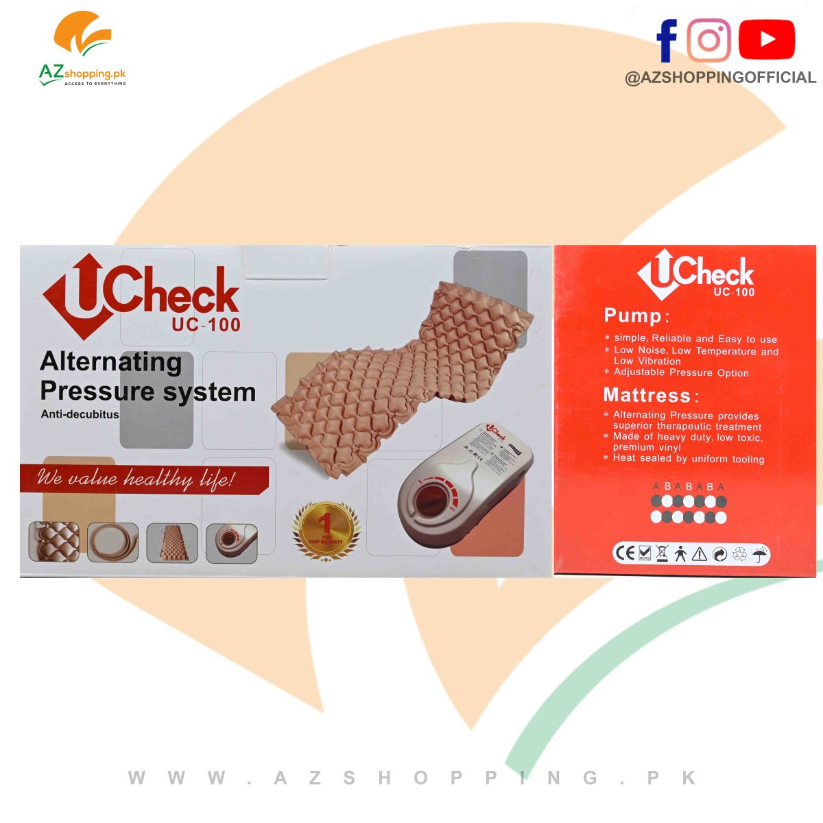 Check – Alternating Pressure System Anti-Decubitus Anti bedsore Mattress with Adjustable Pump For Patient – Model: UC-100