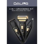 Daling – 3 in 1 Rechargeable Electric Double Shaver Machine with Razor Head, Nose Trimmer Head, Mini Trimmer – Model: DL-9001