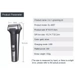 Daling – 3 in 1 Rechargeable Electric Double Shaver Machine with LED Display Razor Head, Nose Trimmer Head, Mini Trimmer – Model: DL-9057