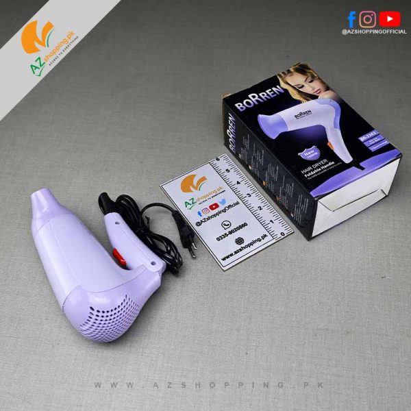 Borren – Hair Dryer Foldable Handle 1600W with Hot & Cold Wind & 2 Speed Setting – Model: BR-3303