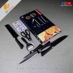 Golden Buffalo – 6Pcs Stainless Steel Knife Set – 2 Chief Knife, Slicer Knife, Paring Knife, Peeler & Scissor with Non-Stick Coating