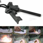 Premium Flint and Steel Fire Starter Striker & Fire Starting Rod with Ruler, & Bottle Opener – (For Making Fire)