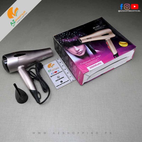 Braoua – Professional Hair Dryer 3000W with 2 Speed & 3 Temperature Settings - Model: BR-3302