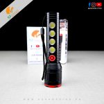 2 in 1 COB Light Flashlight Torch Lamp with Rescue Signal, Telescopic Zoom & USB Interface