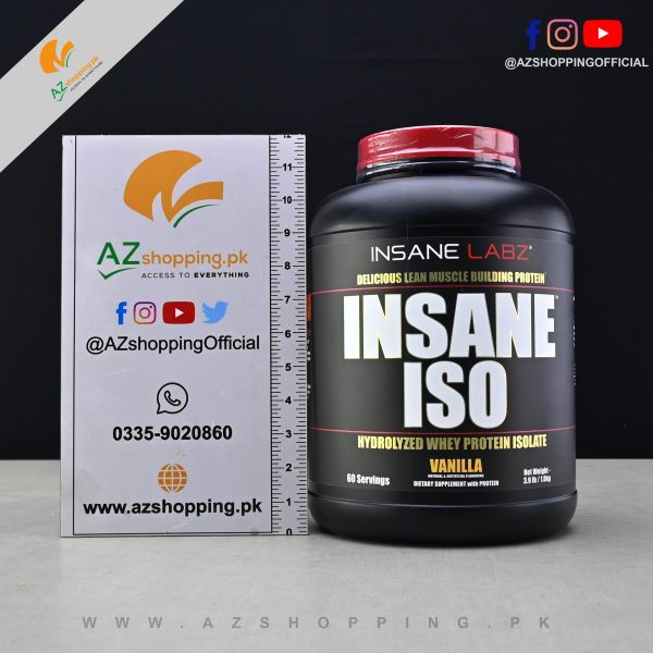 Insane Labz – Insane ISO Hydrolyzed Whey Protein Isolate For Lean Muscle Building - 60 servings – 3.9 Lbs (1.8Kg)