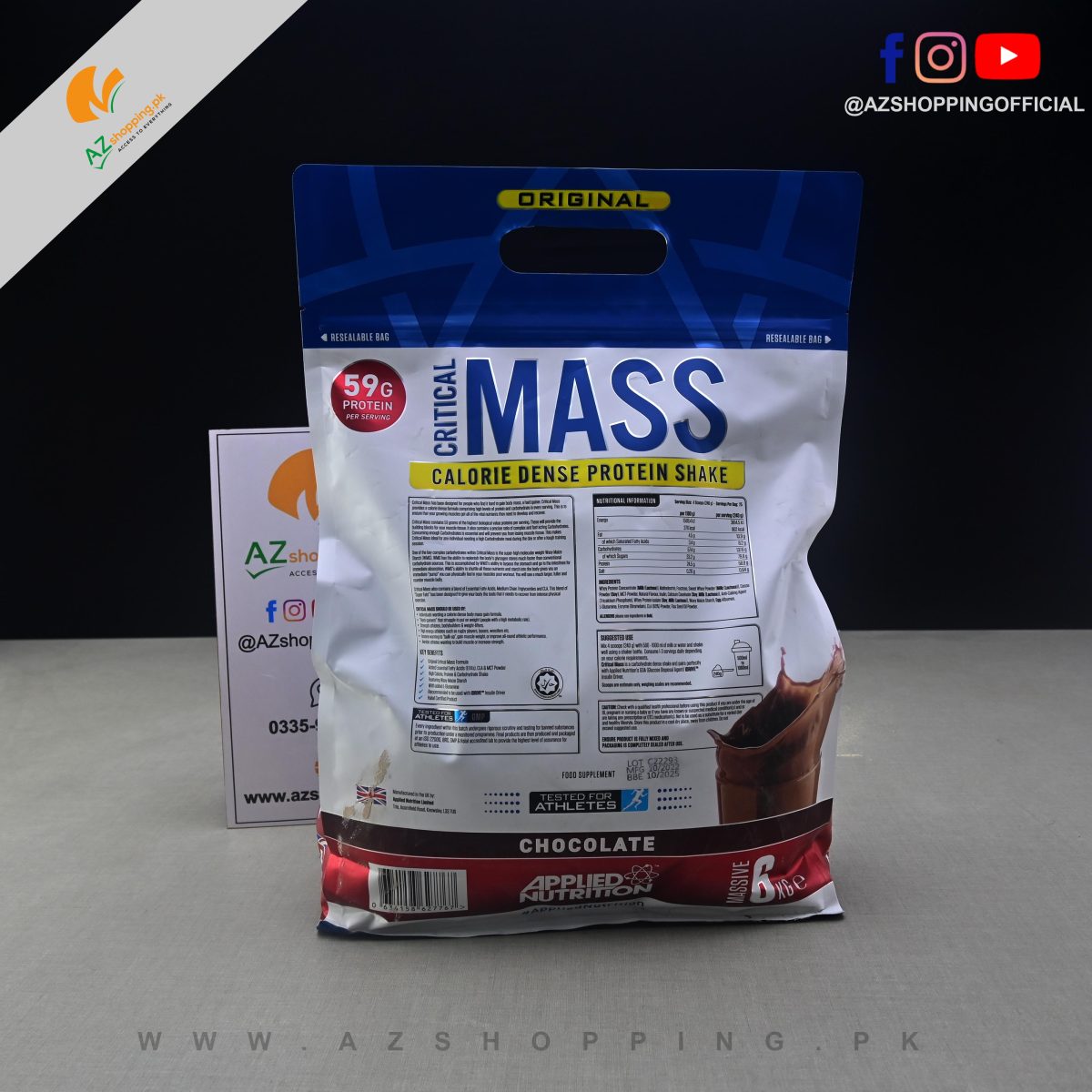 Applied Nutrition – Original Critical Mass – High Potency Weight Gainer Protein Powder For Mass & Strength – 6 kg