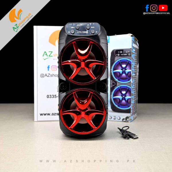 3” 2 Wireless Speaker – Rechargeable USB Portable Audio with Bluetooth, MicroSD/FM Radio - Model: KTX-1588A