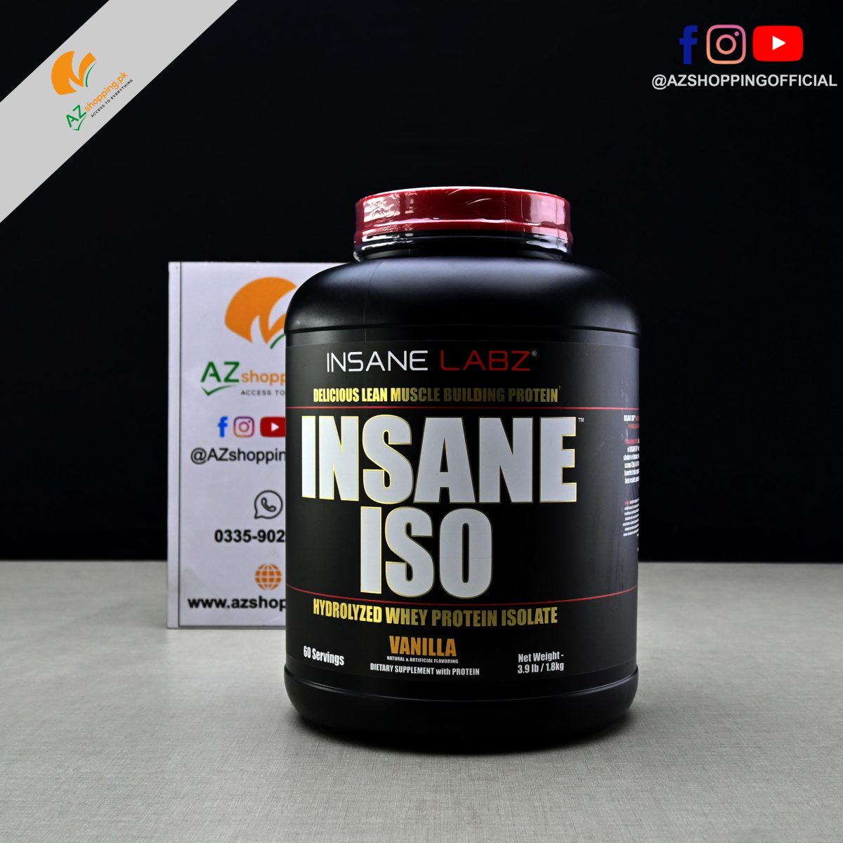 Insane Labz – Insane ISO Hydrolyzed Whey Protein Isolate for Lean Muscle Building – 60 Servings – 3.9 Lbs (1.8kg)
