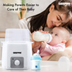 Geepas – Multi-Function Baby Food & Milk Warmer 150W – 4 in 1 Warm Milk with Fast Heating, Defrost Function, Heat Food & High Temperature Cleaning | Food Grade PP Design - Model: GBW63034