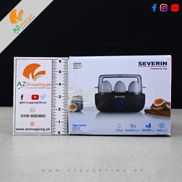 Severin – Egg Cooker Boiler 420W for 1-6 Eggs, Includes Measuring Cup with Egg Piercer, Acoustic Signal For Egg Cooker with Beep After End of Cooking Time – Model: EK-3165