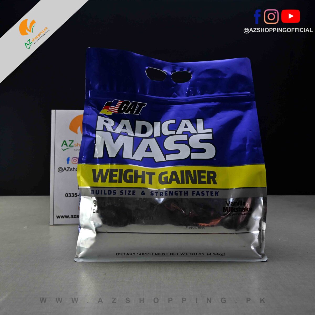 GAT – Radical Mass Weight Gainer For Builds Size & Strength Faster – Net Wt. 10 Lbs (4.54kg)