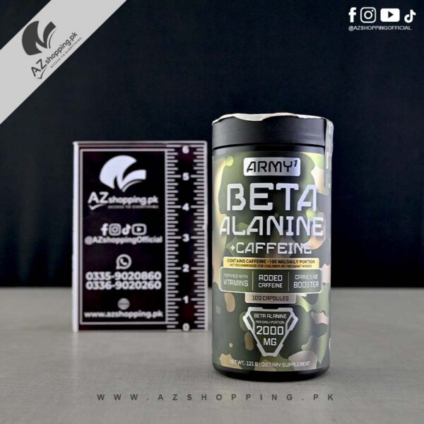 Army1 - Beta Alanine plus Caffeine Dietary Supplement Carnosine Booster with Vitamins for Energy & Endurance – 100 Capsules 2000mg