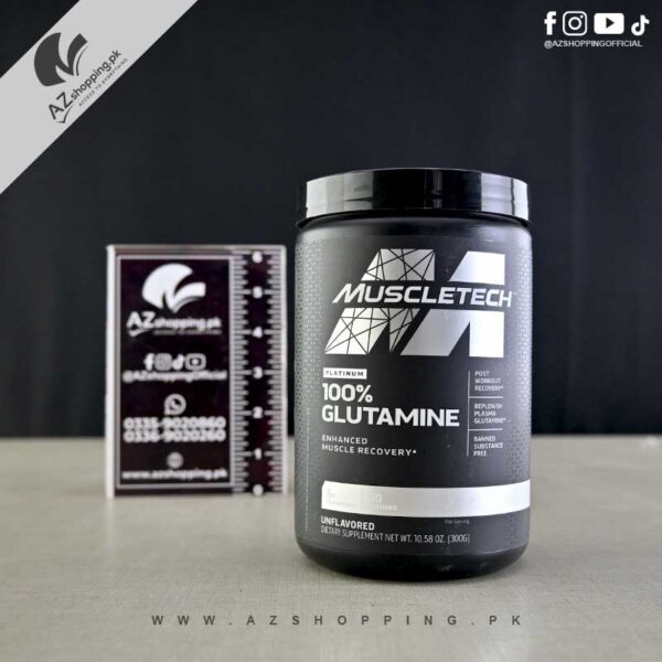 MuscleTech - Platinum 100% Glutamine Powder Unflavored Pure L-Glutamine Post-Workout Muscle Recovery Supplement - 300g, 60 Servings