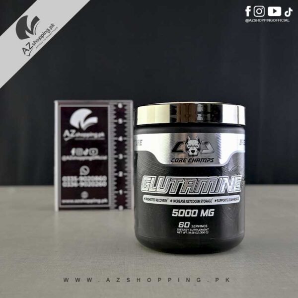 Core Champs – Glutamine Post-Workout Muscle Recovery & Lean Muscle Support 5000mg Powder 300g, 60 Servings