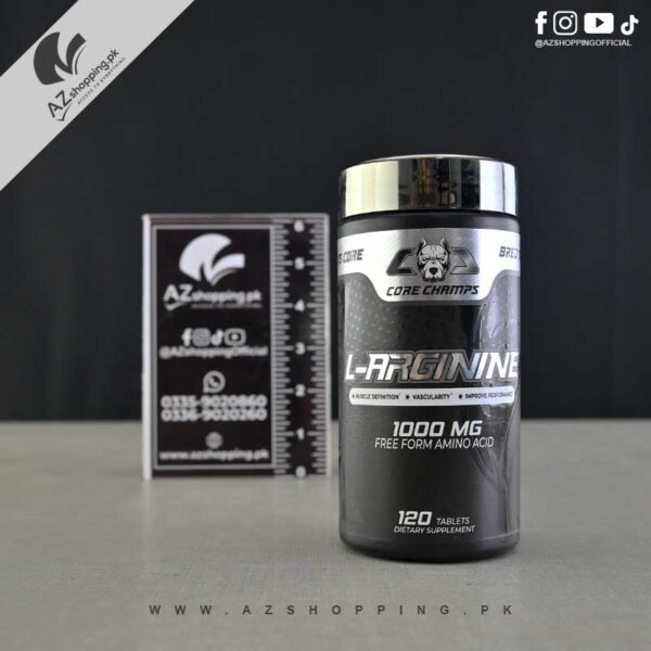 Core Champs - L-Arginine Nitric Oxide Booster for Muscle Pump, Vascularity & Endurance Support Free Form Amino Acid Supplement 1000mg – 120 Tablets