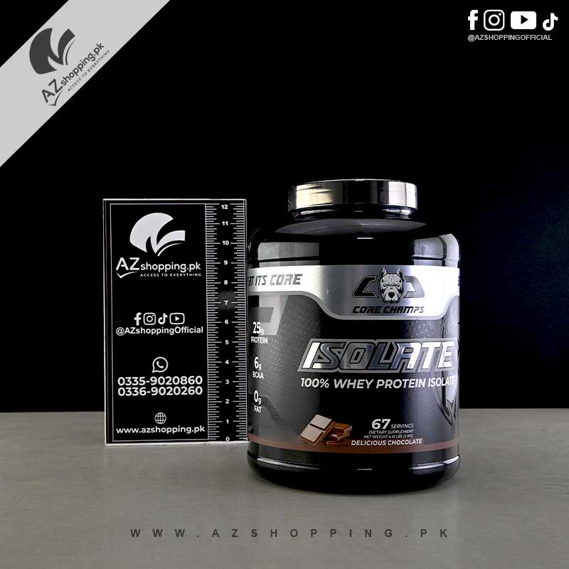 2 Core Champs - 100% Whey Protein Isolate Servings Delicious Chocolate - 2kg-67 - Image 1