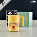 UNICOCO Stainless Steel Insulated Mug 350ml – Double-Wall Thermal Travel Coffee Cup with Handle and Lid for Office & School – Yellow Colour